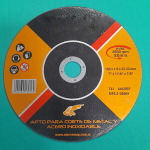 DISCOS DE FIBRA PARA CORTE DE HIERRO DE 180MM X 1.6MM