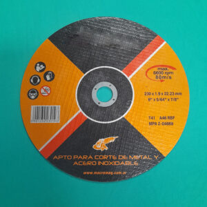 DISCOS DE FIBRA PARA CORTE DE HIERRO DE 230MM X 1.9MM