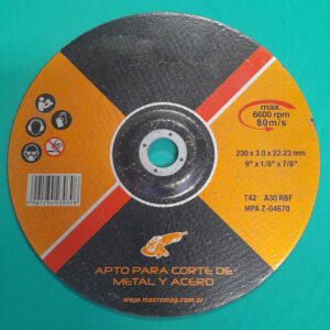 DISCOS DE FIBRA PARA CORTE DE HIERRO DE 230MM X 3MM